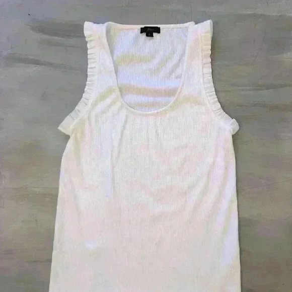 J Crew ribbed Ruffle Tank Top Fitted Stretch Feminine Style L9582 size Large - Picture 10 of 11